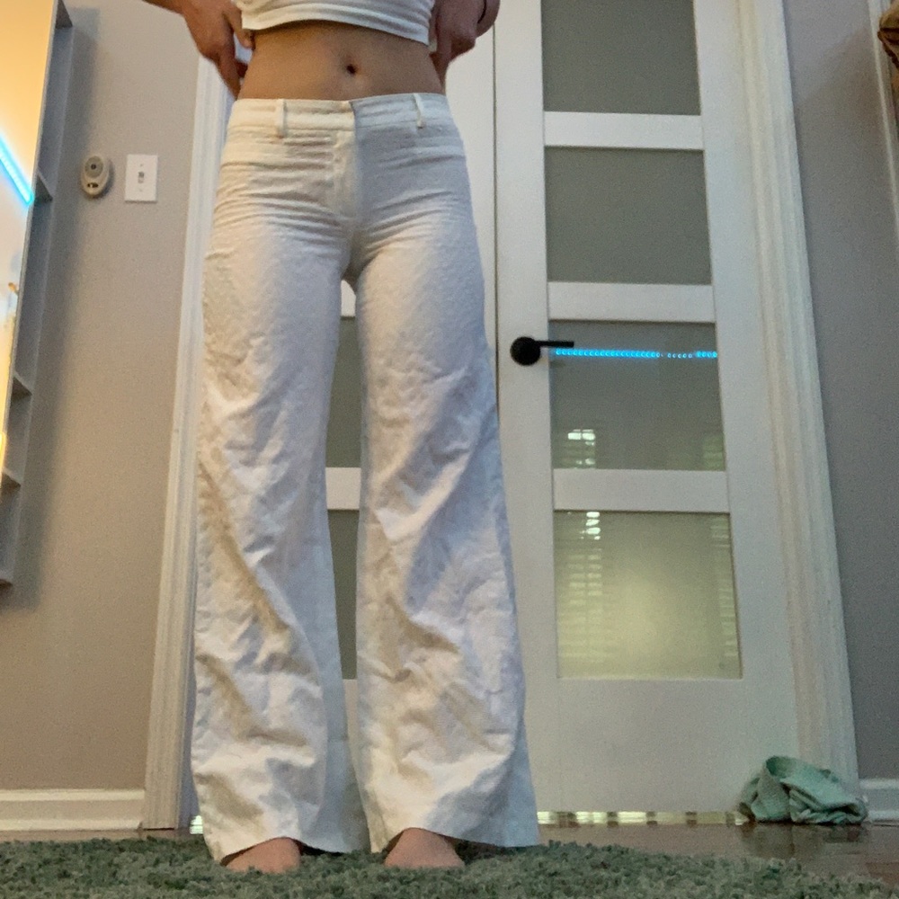 US 4 milly textured white flare pants vintage